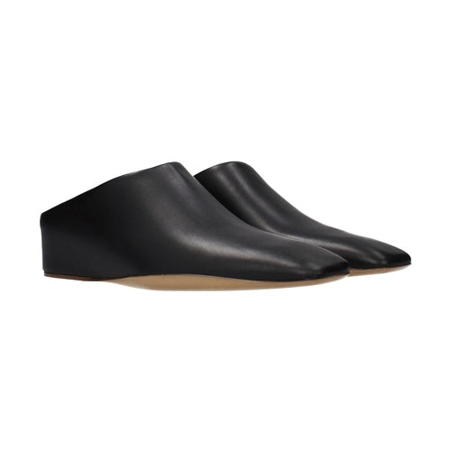 Jil Sander Black Leather Slippers