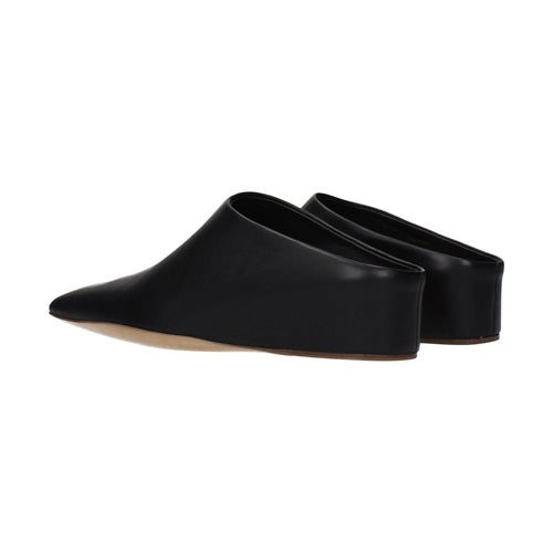 Jil Sander Black Leather Slippers