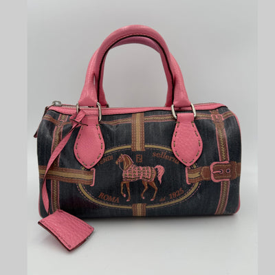 Fendi FENDI Bauletto Canvas Selleria Handbag