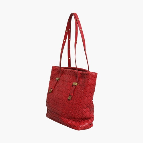 Bottega Veneta Red Intrecciato Leather Tote Bag