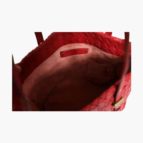 Bottega Veneta Red Intrecciato Leather Tote Bag