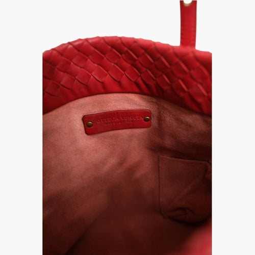 Bottega Veneta Red Intrecciato Leather Tote Bag
