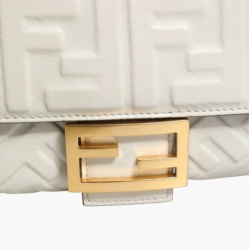 Fendi FF Embossed Baguette Nappa Leather Bag