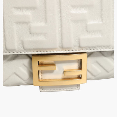 Fendi FF Embossed Baguette Nappa Leather Bag