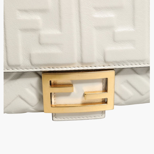 Fendi FF Embossed Baguette Nappa Leather Bag