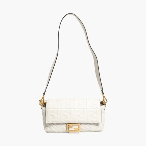 Fendi FF Embossed Baguette Nappa Leather Bag