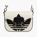 Gucci x Adidas Horsebit 1955 White Black Calfskin Leather Shoulder Bag