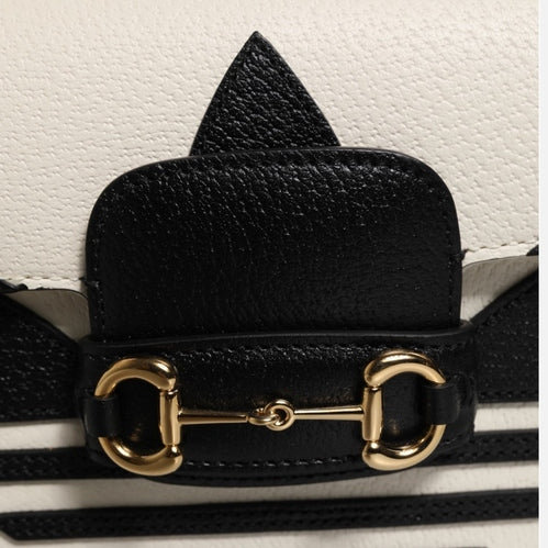 Gucci x Adidas Horsebit 1955 White Black Calfskin Leather Shoulder Bag