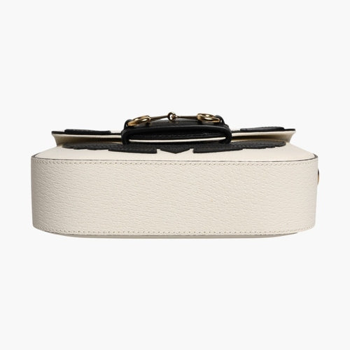 Gucci x Adidas Horsebit 1955 White Black Calfskin Leather Shoulder Bag