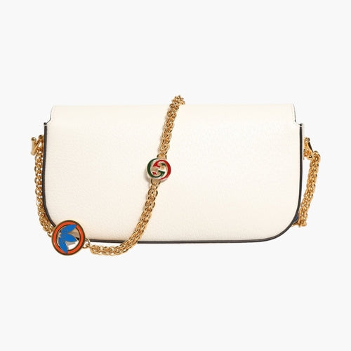 Gucci x Adidas Horsebit 1955  White Black Calfskin Leather Shoulder Bag