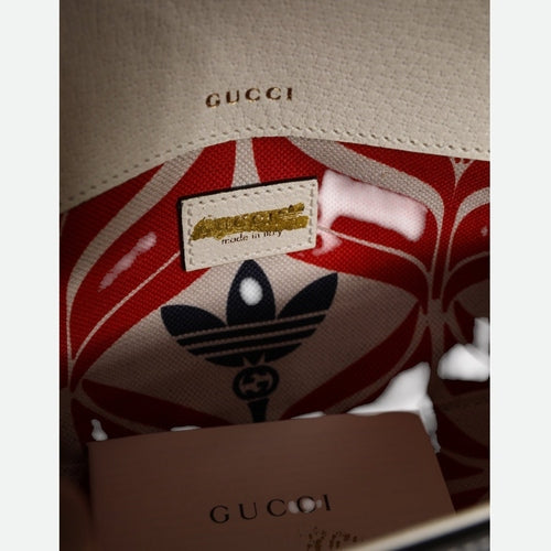 Gucci x Adidas Horsebit 1955  White Black Calfskin Leather Shoulder Bag