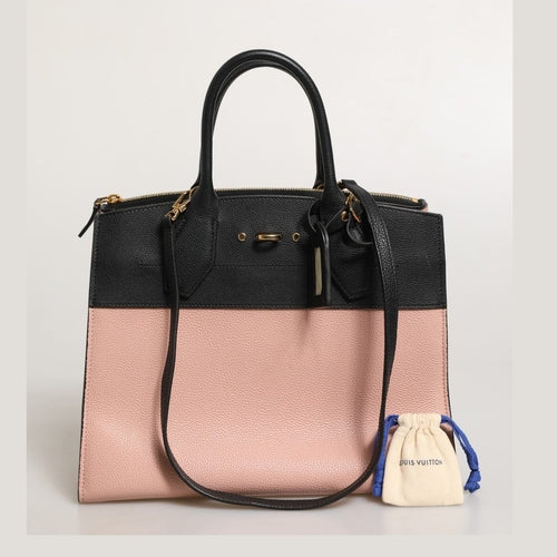 Louis Vuitton Pink and Black Leather City Steamer Leather Handbag