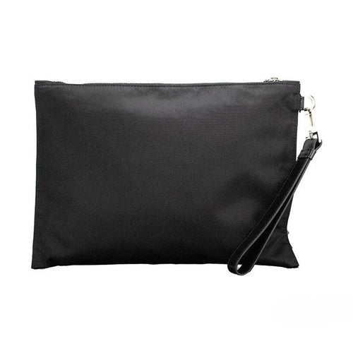 Versace Large Black Nylon Fabric Medusa Convertible Pouch Clutch Wristlet Bag