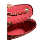 Chanel Red Caviar Quilted Small Vertical Coco Beauty Vanity Case with Chain