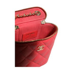 Chanel Red Caviar Quilted Small Vertical Coco Beauty Vanity Case with Chain