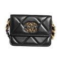 Chanel 19 Flap Coin Purse Quilted Leather Black Crossbody