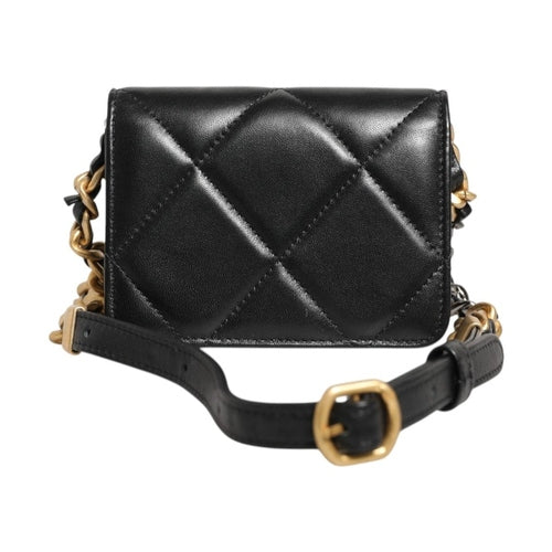 Chanel 19 Flap Coin Purse Quilted Leather Black Crossbody