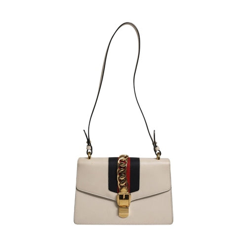 Gucci White Calfskin Leather Sylvie Crossbody Bag