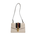 Gucci White Calfskin Leather Sylvie Crossbody Bag