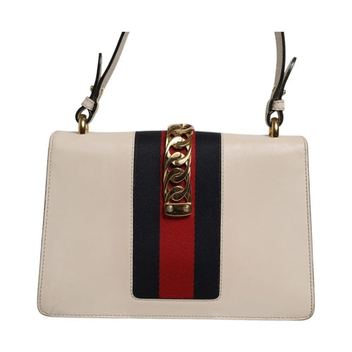 Gucci White Calfskin Leather Sylvie Crossbody Bag