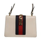 Gucci White Calfskin Leather Sylvie Crossbody Bag