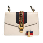 Gucci White Calfskin Leather Sylvie Crossbody Bag