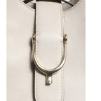 Gucci White Leather Stirrup Top Handle Bag
