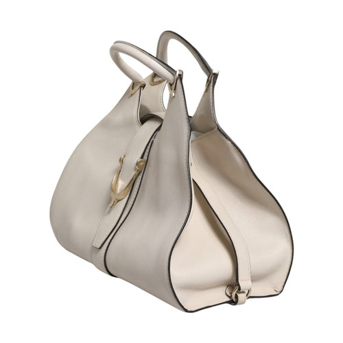 Gucci White Leather Stirrup Top Handle Bag