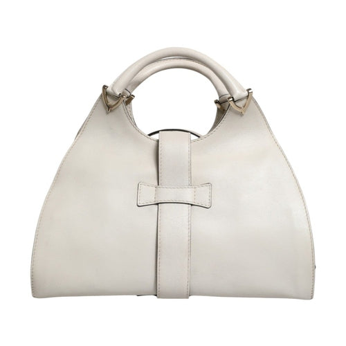 Gucci White Leather Stirrup Top Handle Bag