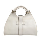 Gucci White Leather Stirrup Top Handle Bag