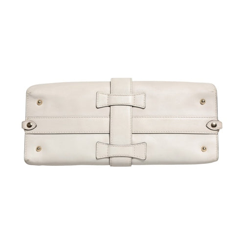 Gucci White Leather Stirrup Top Handle Bag