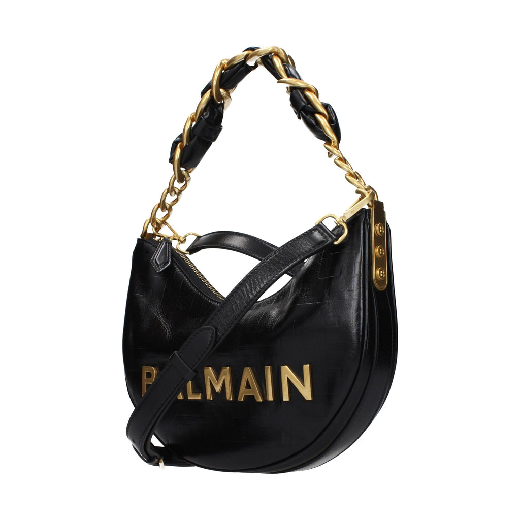 Balmain Black Leather Shoulder Bag