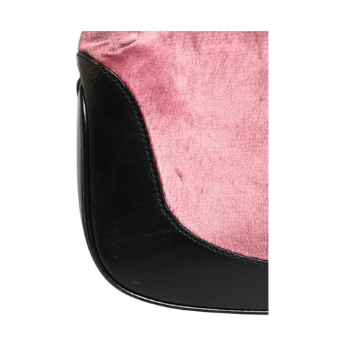 Gucci Jackie Pink Velvet And Black Leather Shoulder Bag