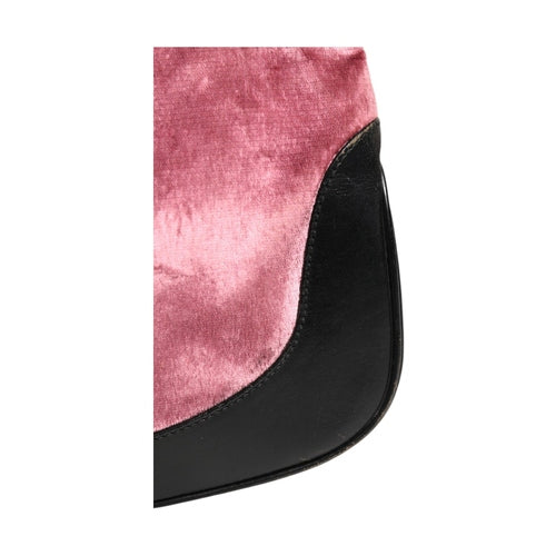 Gucci Jackie Pink Velvet And Black Leather Shoulder Bag
