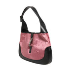 Gucci Jackie Pink Velvet And Black Leather Shoulder Bag