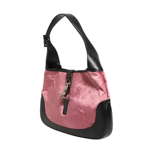 Gucci Jackie Pink Velvet And Black Leather Shoulder Bag