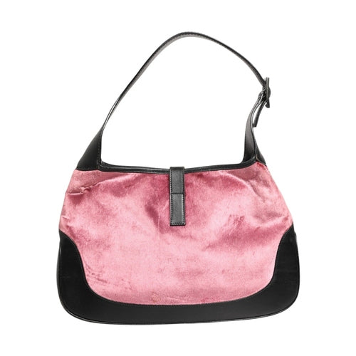Gucci Jackie Pink Velvet And Black Leather Shoulder Bag