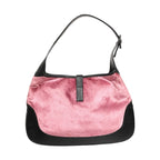 Gucci Jackie Pink Velvet And Black Leather Shoulder Bag