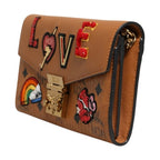 MCM Cognac Brown Coated Canvas Visetos Patricia Love Patch Wallet-on-chain