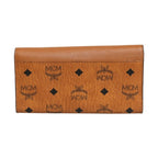 MCM Cognac Brown Coated Canvas Visetos Patricia Love Patch Wallet-on-chain
