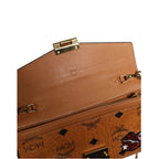 MCM Cognac Brown Coated Canvas Visetos Patricia Love Patch Wallet-on-chain