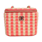 Chanel Raffia Jute Striped Mini Vanity Case