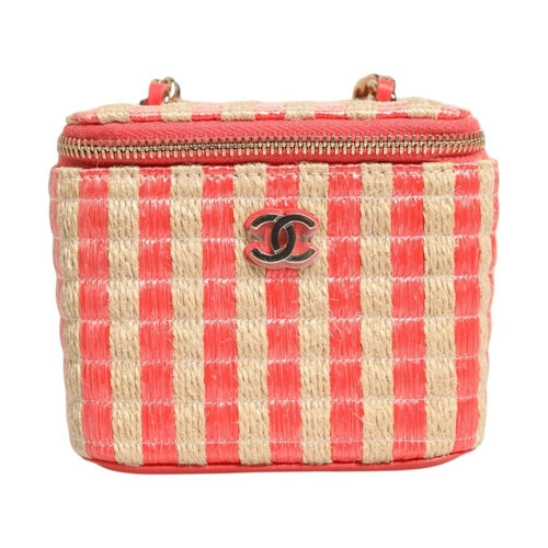 Chanel Raffia Jute Striped Mini Vanity Case