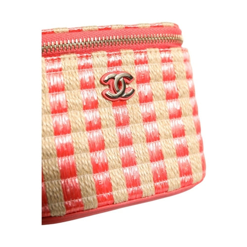 Chanel Raffia Jute Striped Mini Vanity Case