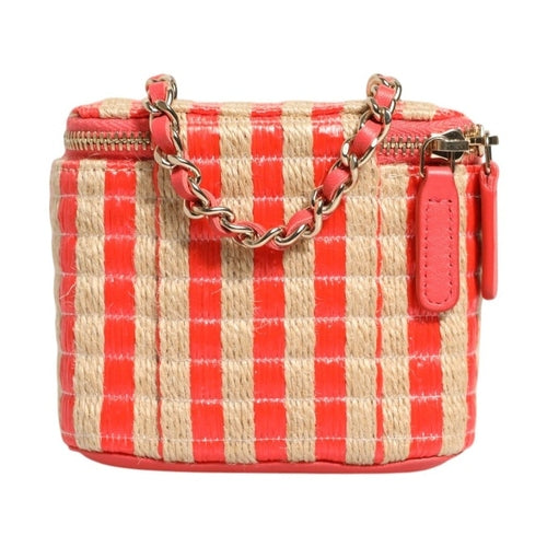 Chanel Raffia Jute Striped Mini Vanity Case