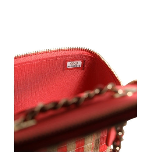 Chanel Raffia Jute Striped Mini Vanity Case