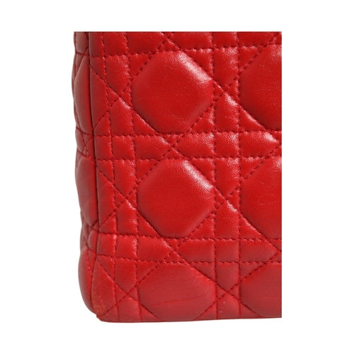 Christian Dior Red Cannage Lambskin Leather Lady Dior Bag
