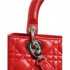 Christian Dior Red Cannage Lambskin Leather Lady Dior Bag