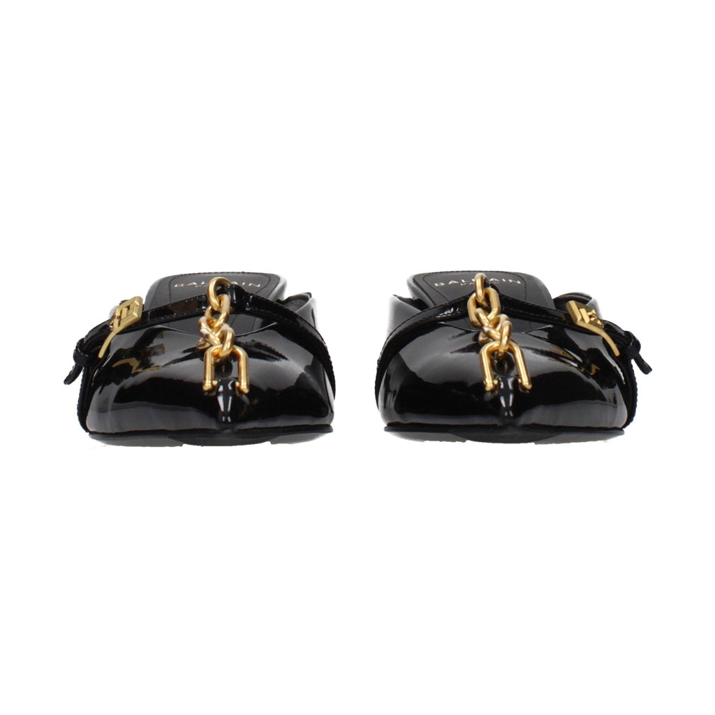 Balmain Black Leather Platform Sandals