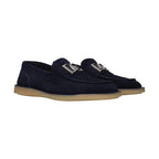 Dolce & Gabbana Blue Leather Slip-On Loafers